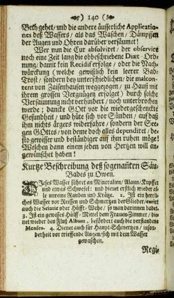 Kurtze Beschreibung deß sogenan[n]ten Säu-Bades zu Owen.