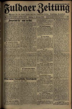 Erste Ausgabe vom Freitag, den 14. Februar 1930.