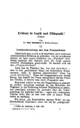 Evidenz in Logik und Pädagogik : (Schluss)