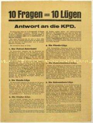 Flugblatt der SPD gegen die KPD und Aufruf zur preußischen Landtagswahl 1932