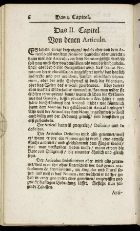 Das II. Capitel. Von denen Articuln
