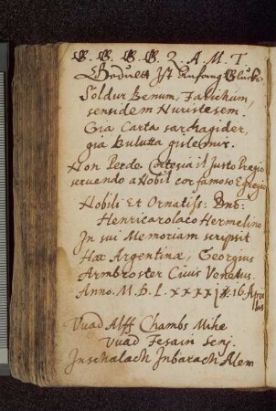 Georgius Armbroster. – Incipit: Gedult ist Anfang Glucks. – Straßburg, 16.04.1591