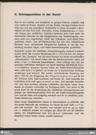 II. Schnappschüsse in der Nacht