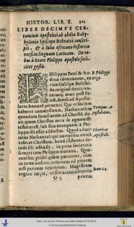 Liber X. De rebus à beato Philippo Apostolo foeliciter gestis.