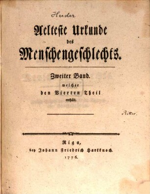 Aelteste Urkunde des Menschengeschlechts, 2. Welcher den Vierten Theil enthält