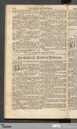 Die Epistel S. Pauli an Philemon.