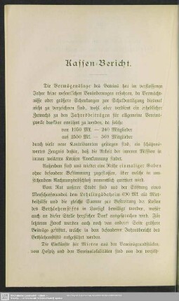 Kassen-Bericht