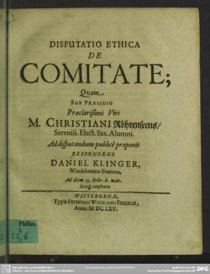 Disputatio ethica de comitate