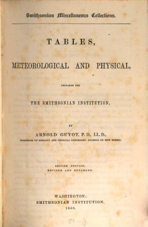 Tables, meteorological and physical, prepared for the Smithsonian institution