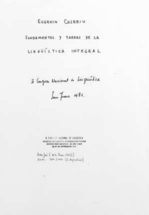 Lingüística integral : Vortrag