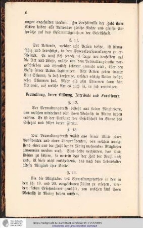 Verwaltung, deren Bildung, Attribute und Functionen