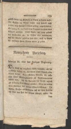 Neunzehente Vorlesung. Ludwigs IX. oder des Heiligen Regierung