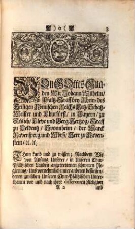 Chur-Pfältzische Religions-Declaration Vom 21. Novembris 1705.