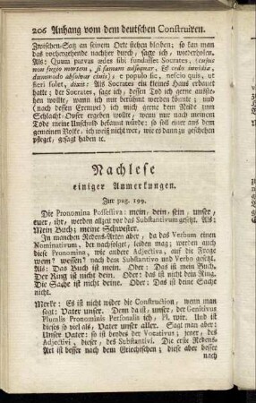 Nachlese einiger Anmerkungen.