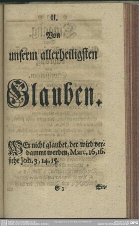 II. Von unserm allerheiligsten Glauben