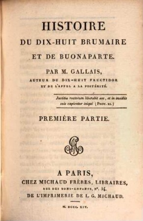 Histoire du dix-huit Brumaire et de Buonaparte. 1