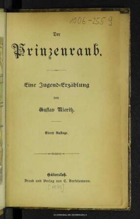 Der Prinzenraub : eine Jugend-Erzählung