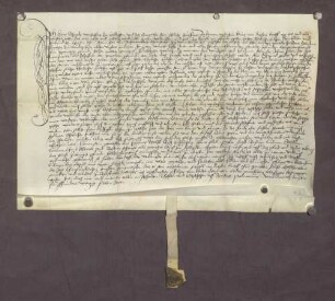 Gültbrief von Einwohnern, der Stadt Ladenburg und der Dörfer Schriesheim, Lützelsachsen, Heddesheim, Käfertal, Neckarhausen und Ilvesheim gegenüber der St. Sebastians-Kirche in Ladenburg.