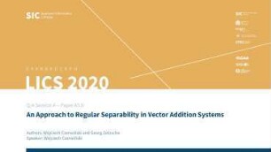 An Approach to Regular Separability in Vector Addition Systems: Q/A Session A - Paper A5.D