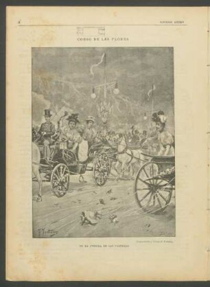 Corso de las flores - [Dibujo] : En la Avenida de las Palmeras - Composición y dibujo de Fortuny