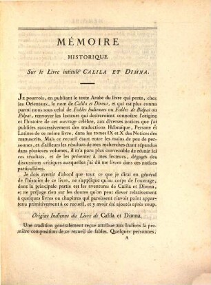 Calila et Dimna ou fables de Bidpai