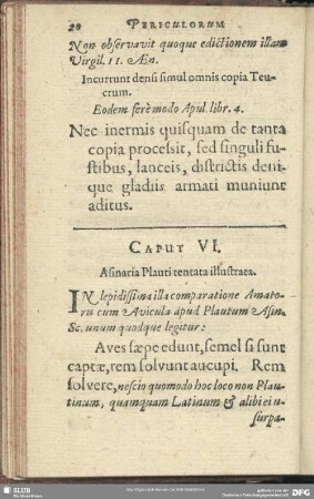 Caput VI. Asinaria Plauti tentata illustrata