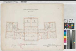 Münster (Münster) Neubau des Gymnasiums Paulinum Blatt 5 Grundriß 1. Stockwerk 1895 1 : 100 48 x 65 (kol.) Zeichnung Borggreve; Held KSM Nr. 1239,5
