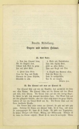 Zweite Abteilung. Engere und weitere Heimat