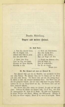 Zweite Abteilung. Engere und weitere Heimat