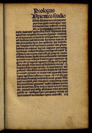 IIr-IIIv, Prologus Apientes studio