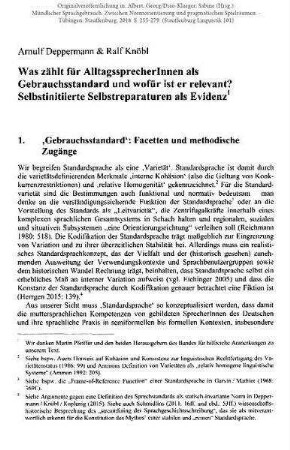 Was zählt für AlltagssprecherInnen als Gebrauchsstandard und wofür ist er relevant? Selbstinitiierte Selbstreparaturen als Evidenz