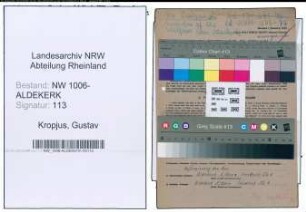 Entnazifizierung Gustav Kropjus , geb. 05.08.1900 (Kaufmann)