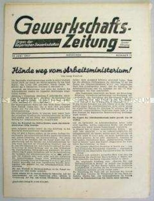 Mitteilungsblatt der Bayrischen Gewerkschaften "Gewerkschafts-Zeitung"