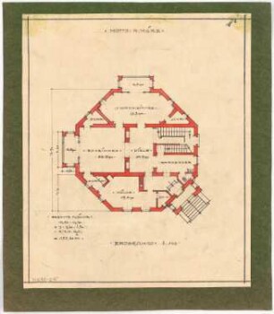 Achteckiges Landhaus Monatskonkurrenz März 1924: Grundriss Erdgeschoss 1:100