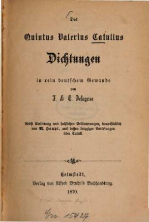 Des Quintus Valerius Catullus Dichtungen