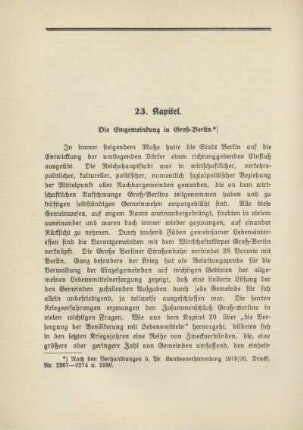 23. Kapitel. Die Eingemeindung in Groß-Berlin