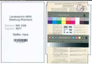 Entnazifizierung Hans Steffen , geb. 02.04.1901 (Angestellter)