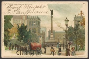 Ansichtskarte Friedenssäule, Belle Alliance Platz, koloriert
