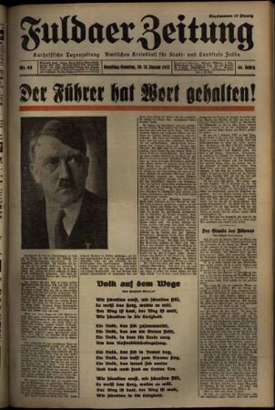 Erste Ausgabe vom Sonntag, den 31. Januar 1937.
