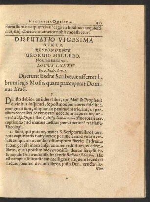Disputatio Vigesima Sexta. Respondente Georgio Müllero, ...