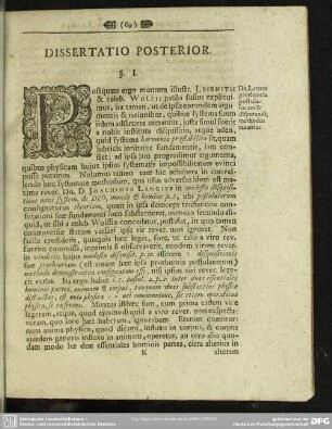 Dissertatio Posterior