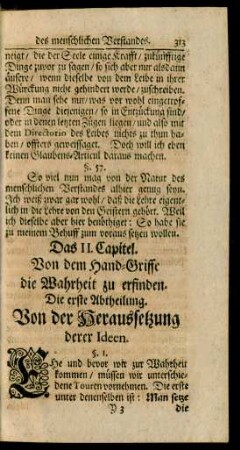 Das II. Capitel. Von dem Hand-Griffe die Wahrheit zu erfinden.