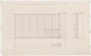 Reichsluftfahrtministerium, Berlin: Ehrenhof, Abschlussgitter zur Wilhelmstraße: Ansicht, Grundriss 1:20