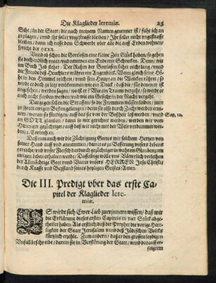 Die III. Predigt uber das erste Capitel der Klaglieder Ieremiae.