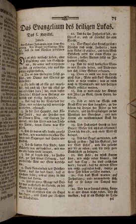Das Evangelium des heiligen Lukas.