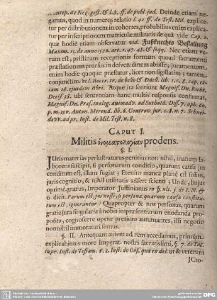 Caput I. Militis ... exhibens.