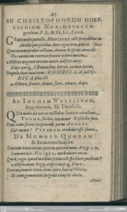 Ad Thomam Wegelinum, Augustanum, SS. Theol. D