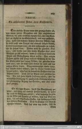 XXXVII. Ein anhaltendes Fieber einer Kindbetterin