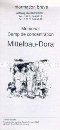 Informationsblatt der KZ-Gedenkstätte Mittelbau-Dora in französischer Sprache