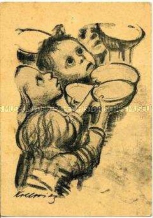 Postkarte mit Plakatmotiv von Käthe Kollwitz